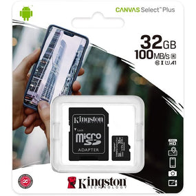 KINGSTON 32GB MICROSDHC CANVAS SELECT PLUS 100MB/S READ A1 CLASS10
